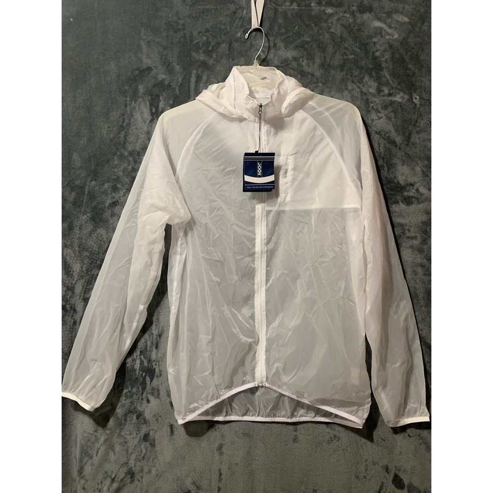 Dooy Windbreaker Mens L Cycling Jacket White Lightweight Hooded New